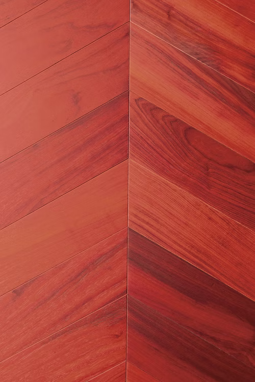 Red padouk chevron wood floor